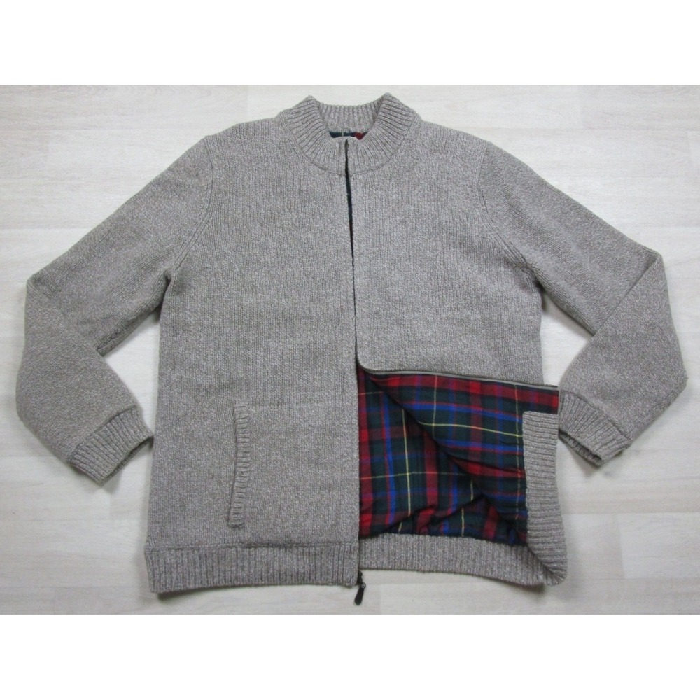L.L.Bean Classic Ragg Lambswool Cardigan Sweater Men's (XXL) Flannel Lined Zip